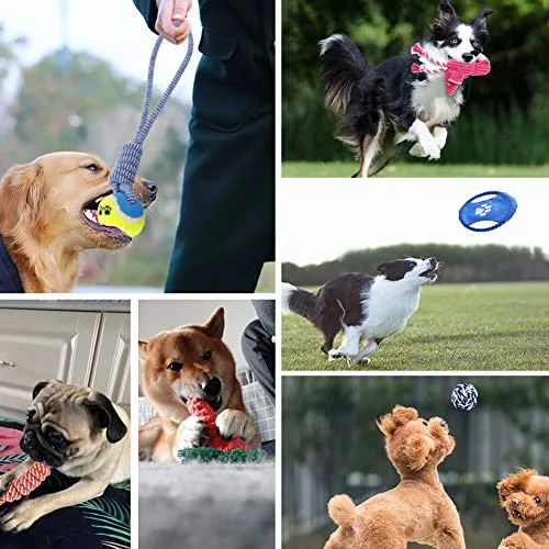 Petbobi Juguetes para perros Juguetes para dentición de perros, Juguetes para masticar mejor cachorro Juguetes de felpa para perro Juguetes para masticar Juguetes Squeaky Set de Cuerda con Bolas 6 piezas