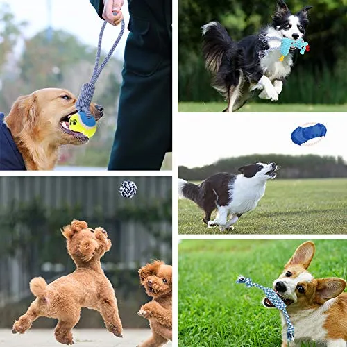 Petbobi Juguetes para perros Juguetes para dentición de perros, Juguetes para masticar mejor cachorro Juguetes de felpa para perro Juguetes para masticar Juguetes Squeaky Set de Cuerda con Bolas 6 piezas