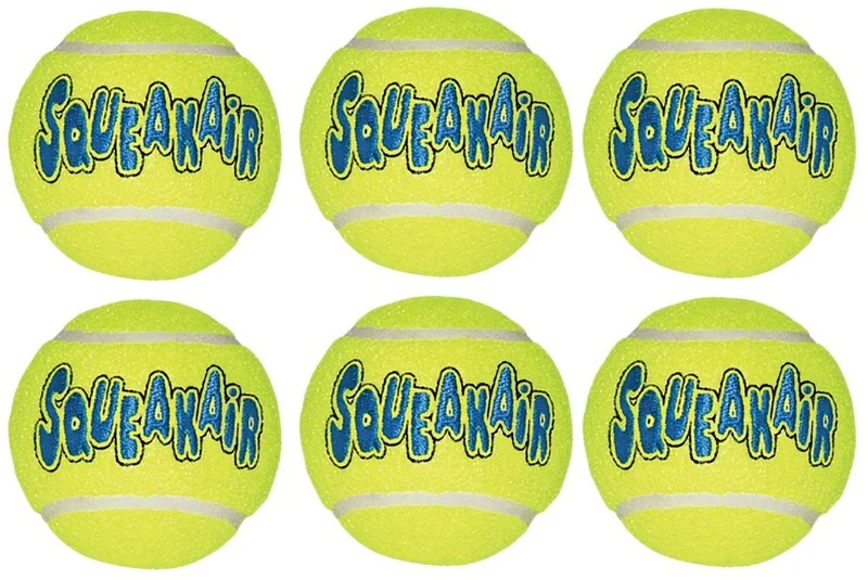 Kong Air perro Squeak Air – Pelota de Tenis perro juguete, grandes, amarillo, 6 Count