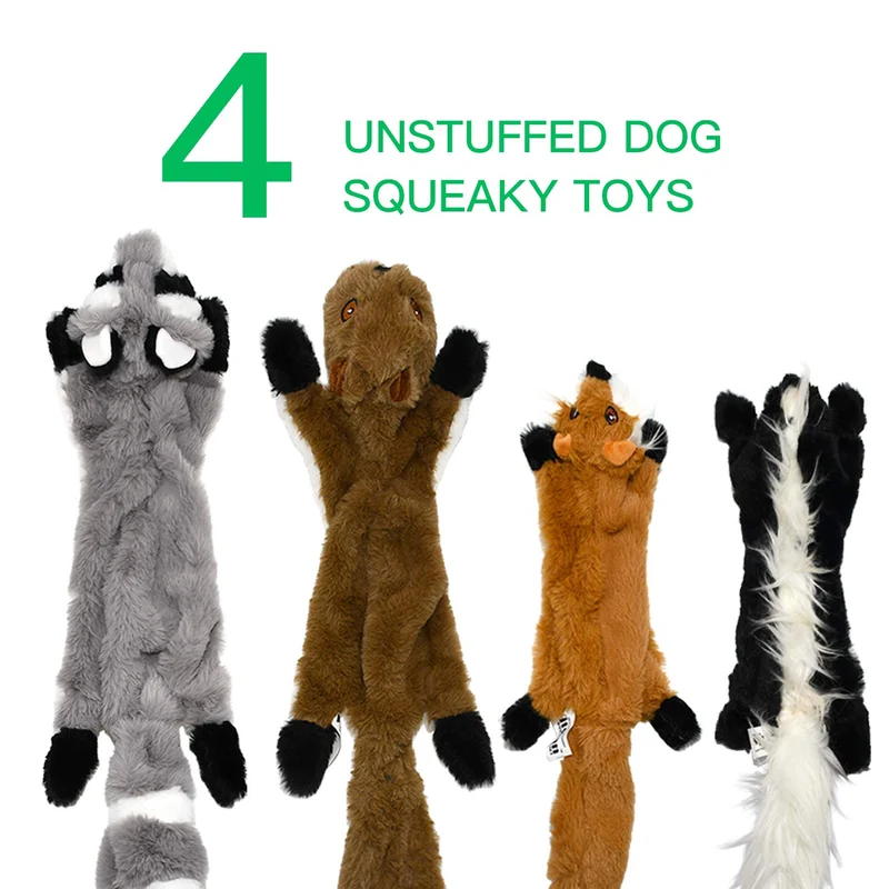 Legend - Juego de juguetes de peluche para perro, paquete de 5 juguetes de ardilla, juguetes para masticar sin rellenar con bolsa de almacenamiento