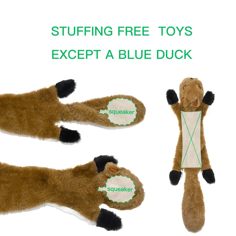 Legend - Juego de juguetes de peluche para perro, paquete de 5 juguetes de ardilla, juguetes para masticar sin rellenar con bolsa de almacenamiento