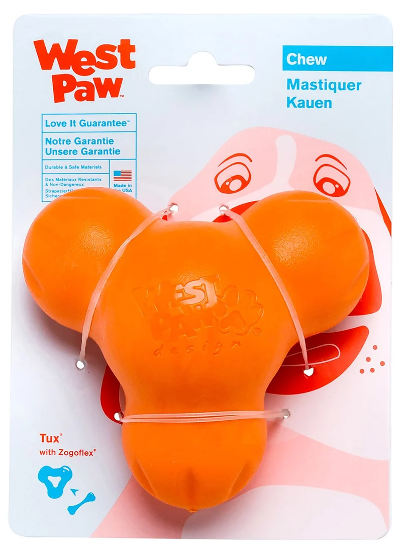 West Paw Zogoflex Tux Interactive Treat Dispensing Dog Chew Toy for Aggressive Chewers, 100% Guaranteed Tough, It Floats!, Made in USA