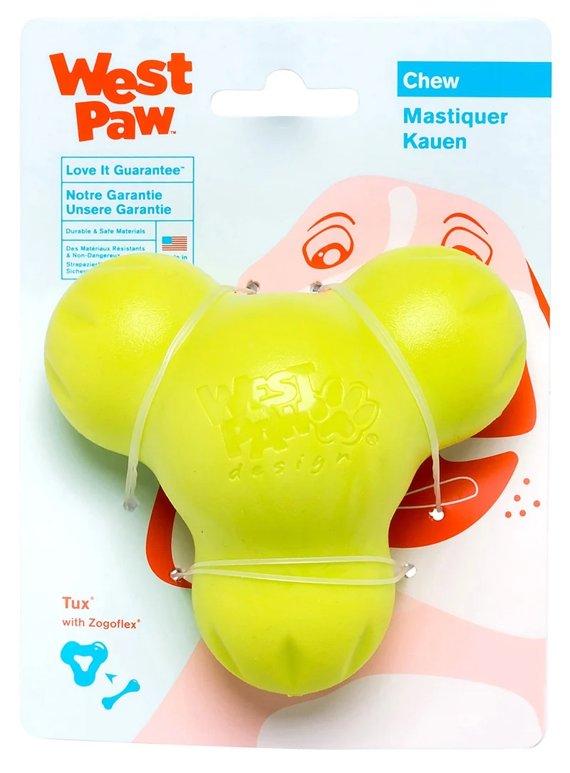 West Paw Zogoflex Tux Interactive Treat Dispensing Dog Chew Toy for Aggressive Chewers, 100% Guaranteed Tough, It Floats!, Made in USA