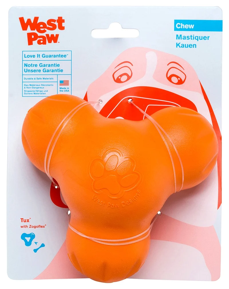 West Paw Zogoflex Tux Interactive Treat Dispensing Dog Chew Toy for Aggressive Chewers, 100% Guaranteed Tough, It Floats!, Made in USA