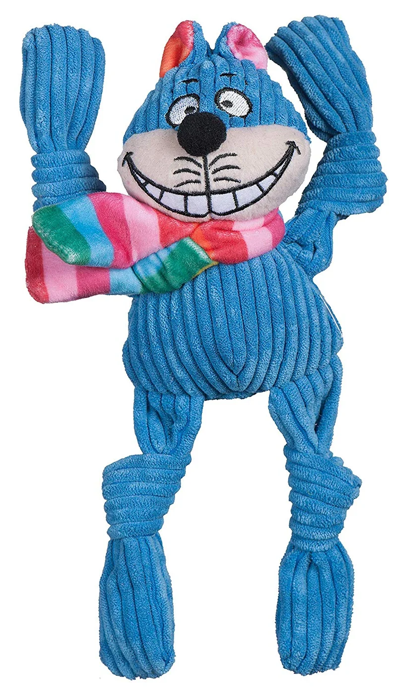 HuggleHounds - Juguete de peluche chirriante para perros con nudos para masticadores agresivos