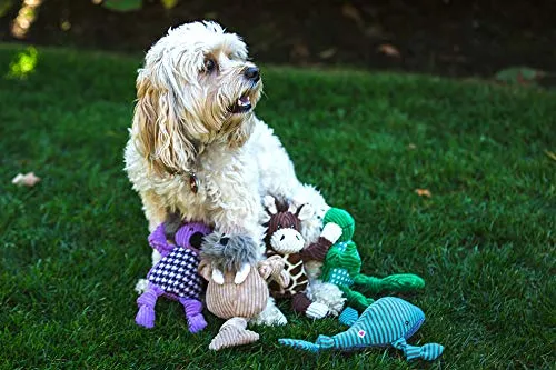 HuggleHounds - Juguete de peluche chirriante para perros con nudos para masticadores agresivos