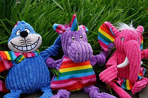 HuggleHounds - Juguete de peluche chirriante para perros con nudos para masticadores agresivos