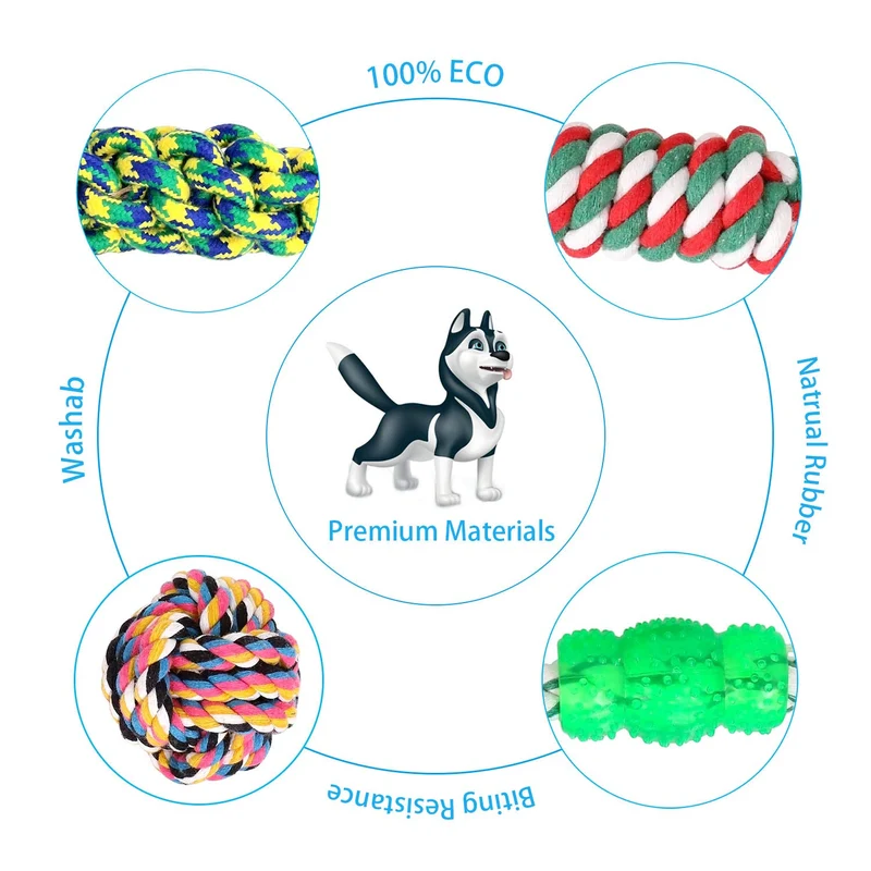 UPSKY Dog Rope Toys Puppy Grinding Teeth 15 Nearly Indestructible Dog Toys Dental Cleaning Product Prevents Boredom and Relieves Stress