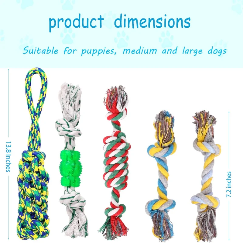 UPSKY Dog Rope Toys Puppy Grinding Teeth 15 Nearly Indestructible Dog Toys Dental Cleaning Product Prevents Boredom and Relieves Stress