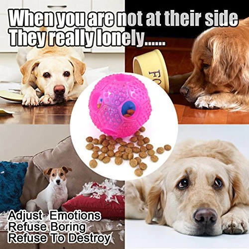 CHLEBEM Juguetes interactivos para perro, juguete para masticar para perros pequeños y medianos, dispensador de alimentos IQ Treat, puzle para cachorros y mascotas, bola de goma resistente y duradera, mejor limpieza de bolas de dientes para perros (azul)