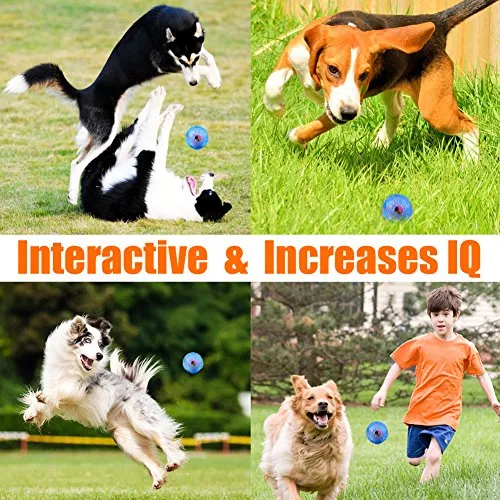 CHLEBEM Juguetes interactivos para perro, juguete para masticar para perros pequeños y medianos, dispensador de alimentos IQ Treat, puzle para cachorros y mascotas, bola de goma resistente y duradera, mejor limpieza de bolas de dientes para perros (azul)