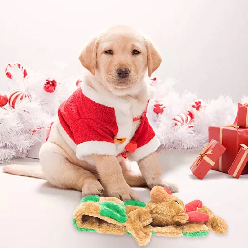 Juguete para masticar expawlorer de alce de Navidad, juguetes de felpa duraderos para dentición y caza