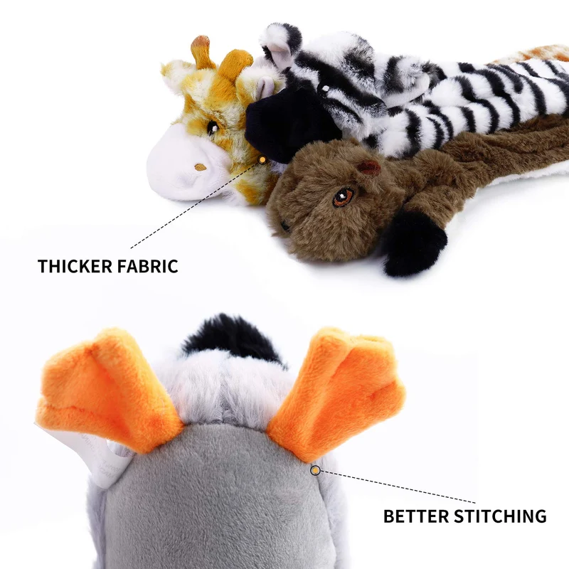 Toozey - Juguetes chirriantes para perro, 5 unidades, tres juguetes para perros sin pelusa y tres juguetes de peluche para mascotas con relleno, juguetes para masticar perros seguros para perros pequeños, medianos y grandes