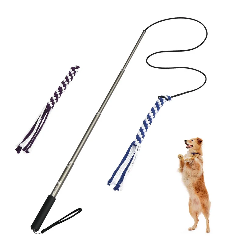 POPETPOP - Juguete para perro, extensible, para entrenamiento, con 2 cuerdas, para masticar juguetes (talla L)