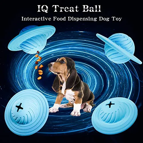 Wisedom Dog Treat Ball IQ Interactive Food Dispensing Puzzle Toys for Dogs Chasing Chewing Playing