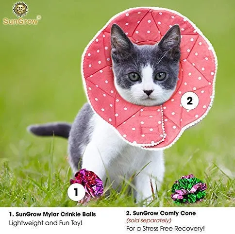 SunGrow - Pelotas de Mylar arrugadas para gatos, juguete brillante y antiestrés, ligero y adecuado para múltiples juegos de gatos, horas de entretenimiento, ideal para gatitos y gatos adultos