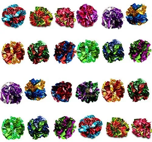 SunGrow - Pelotas de Mylar arrugadas para gatos, juguete brillante y antiestrés, ligero y adecuado para múltiples juegos de gatos, horas de entretenimiento, ideal para gatitos y gatos adultos