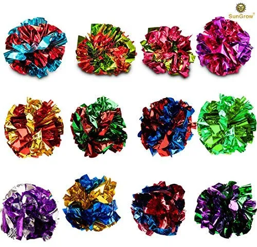 SunGrow - Pelotas de Mylar arrugadas para gatos, juguete brillante y antiestrés, ligero y adecuado para múltiples juegos de gatos, horas de entretenimiento, ideal para gatitos y gatos adultos