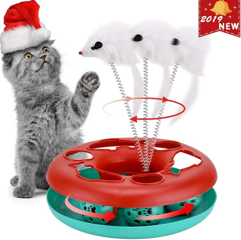 Juguetes interactivos para gatos, pelotas para atrapar a tu mascota, juguete divertido con el ratón, ejercicio de Navidad