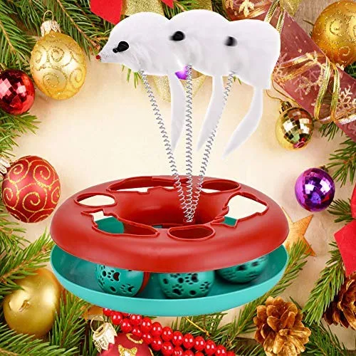 Juguetes interactivos para gatos, pelotas para atrapar a tu mascota, juguete divertido con el ratón, ejercicio de Navidad