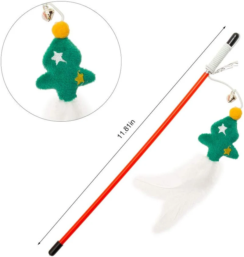 PUPTECK - Juego de 12 juguetes interactivos para gatos, juego valioso de 2 ratones de plumas, túnel para gatos de 18.89 pulgadas de largo, 6 pelotas, 2 juguetes para peces de gato, palo para gatos