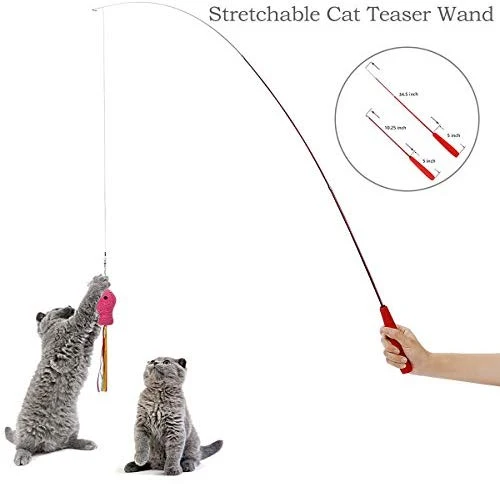 upsimples Cat Toys Including Cat Teaser Wand Interactive Feather Toy Fluffy Mouse Mylar Crinkle Balls Catnip Pillow for Kitten Kitty