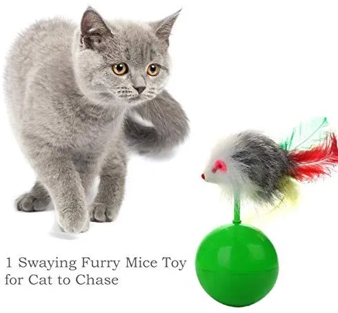 upsimples Cat Toys Including Cat Teaser Wand Interactive Feather Toy Fluffy Mouse Mylar Crinkle Balls Catnip Pillow for Kitten Kitty