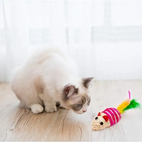 upsimples Cat Toys Including Cat Teaser Wand Interactive Feather Toy Fluffy Mouse Mylar Crinkle Balls Catnip Pillow for Kitten Kitty