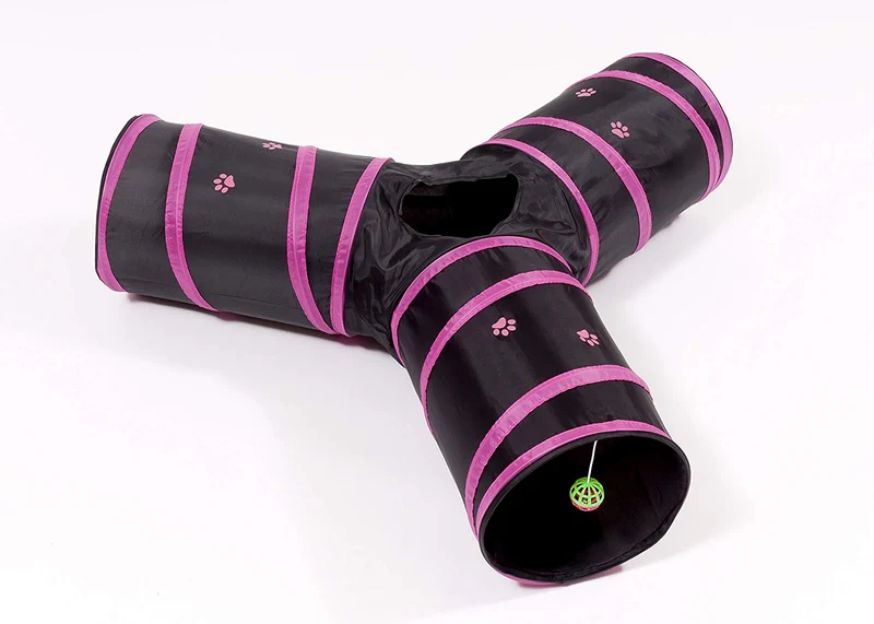 Prosper Pet Cat Tunnel - Collapsible 3 Way Play Toy - Tube Fun for Rabbits, Kittens, and Dogs