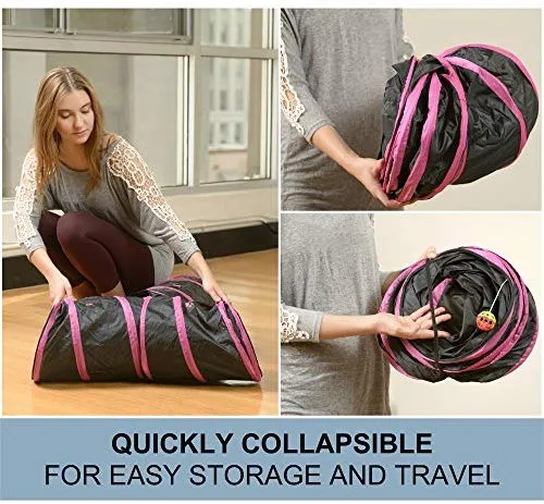 Prosper Pet Cat Tunnel - Collapsible 3 Way Play Toy - Tube Fun for Rabbits, Kittens, and Dogs