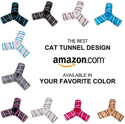 Prosper Pet Cat Tunnel - Collapsible 3 Way Play Toy - Tube Fun for Rabbits, Kittens, and Dogs