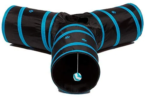Prosper Pet Cat Tunnel - Collapsible 3 Way Play Toy - Tube Fun for Rabbits, Kittens, and Dogs