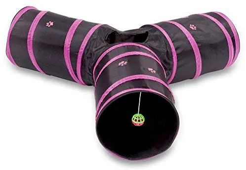 Prosper Pet Cat Tunnel - Collapsible 3 Way Play Toy - Tube Fun for Rabbits, Kittens, and Dogs