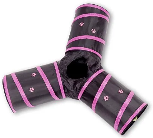 Prosper Pet Cat Tunnel - Collapsible 3 Way Play Toy - Tube Fun for Rabbits, Kittens, and Dogs