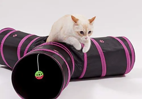 Prosper Pet Cat Tunnel - Collapsible 3 Way Play Toy - Tube Fun for Rabbits, Kittens, and Dogs