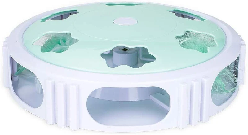 Delomo Juguete interactivo para gato, juguete automático para el entrenamiento de tu gato, juguete de gato con campana de plumas y luz LED, estimula el instinto de caza de gato