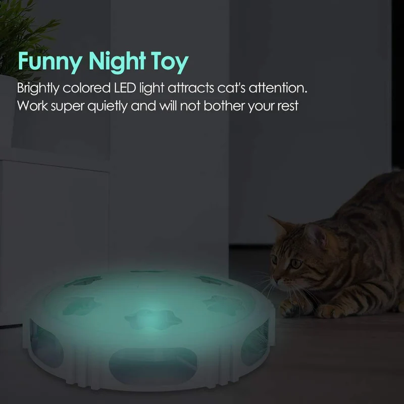 Delomo Juguete interactivo para gato, juguete automático para el entrenamiento de tu gato, juguete de gato con campana de plumas y luz LED, estimula el instinto de caza de gato
