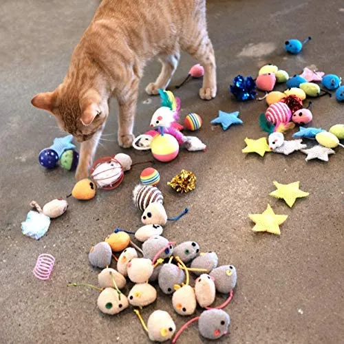 Youngever 20 piezas de juguetes para gatos, ratones, ratones, ratones, gatos, juguetes de gato, juego interactivo para gato, cachorro, gatito, gatito