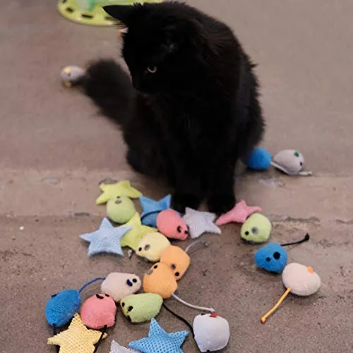 Youngever 20 piezas de juguetes para gatos, ratones, ratones, ratones, gatos, juguetes de gato, juego interactivo para gato, cachorro, gatito, gatito