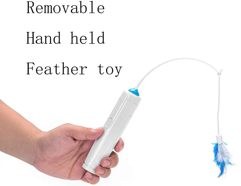 Vealind Juguetes interactivos para gatos de interior con rotación automática de 360 ° de pluma y timbre de timbre de bola de juguete
