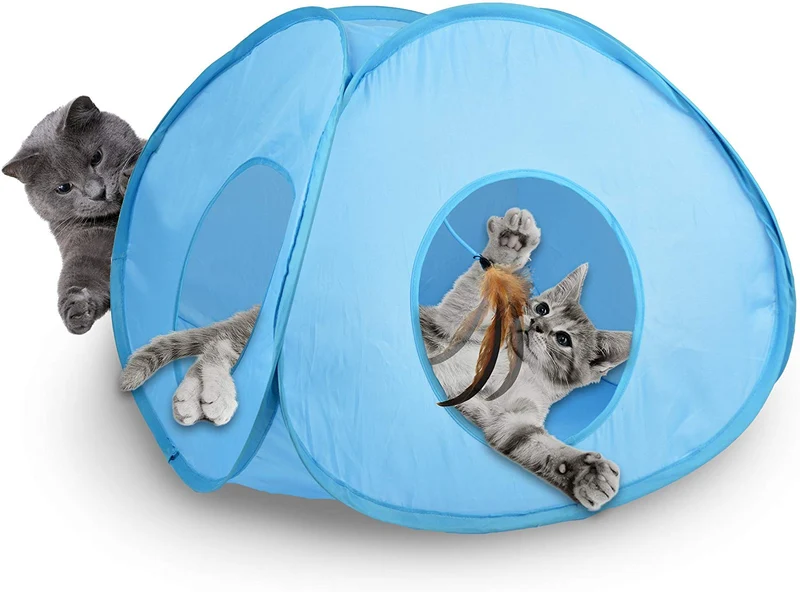 OurPets Catty Whack Interactive Cat Toy (Cat Toys for Stimulating Play with Real Mouse Sound, Rotating Feather for Hunting Instincts & Carpeted Scratching Area)