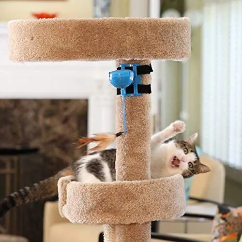 OurPets Catty Whack Interactive Cat Toy (Cat Toys for Stimulating Play with Real Mouse Sound, Rotating Feather for Hunting Instincts & Carpeted Scratching Area)