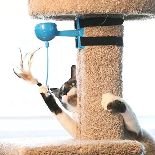 OurPets Catty Whack Interactive Cat Toy (Cat Toys for Stimulating Play with Real Mouse Sound, Rotating Feather for Hunting Instincts & Carpeted Scratching Area)