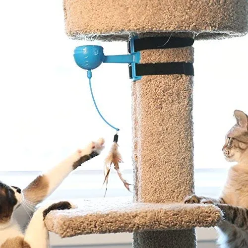 OurPets Catty Whack Interactive Cat Toy (Cat Toys for Stimulating Play with Real Mouse Sound, Rotating Feather for Hunting Instincts & Carpeted Scratching Area)