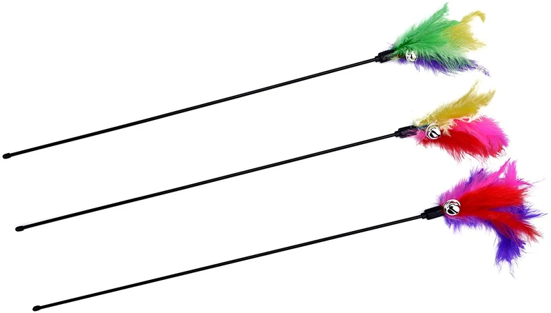 bingpet gato Juguetes color varían Feather Teaser y Exerciser Varita Para Gato Y Kitten