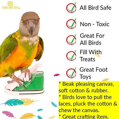 Bonka Bird Toys Mini Sneaker Bird Toy Cage Craft Cages Pet Parrot,Small Dog, Cockatiel, African, Grey, Cockatoo, Cats, Ferrets, Rabbits, Guinea Pigs and Small Animals
