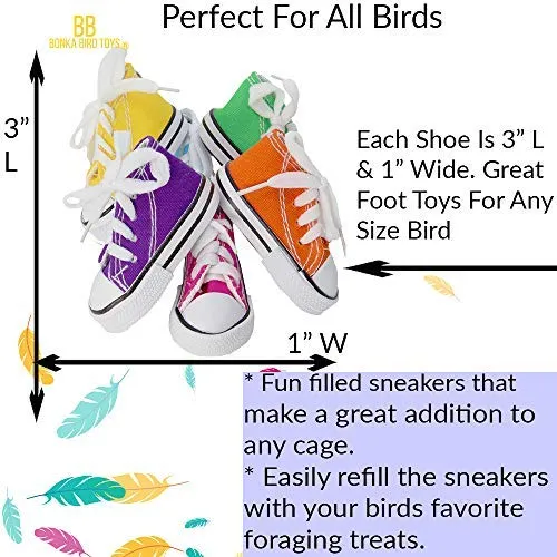 Bonka Bird Toys Mini Sneaker Bird Toy Cage Craft Cages Pet Parrot,Small Dog, Cockatiel, African, Grey, Cockatoo, Cats, Ferrets, Rabbits, Guinea Pigs and Small Animals