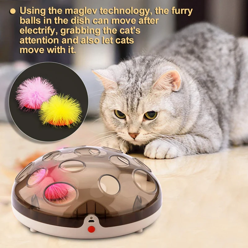 Juguetes interactivos divertidos para gato, pluma eléctrica, juguete para gato, ejercicio, perseguidor, entrenamiento, juguete para gato, recargable, Maglev, plumas, juego de atracción