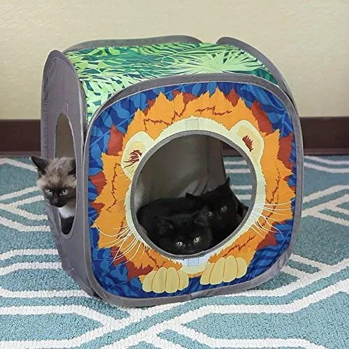 Kitty City Jungle Cat Cube Combo, Cubo plegable para gato, cama para gato, túnel, juguetes para gatos