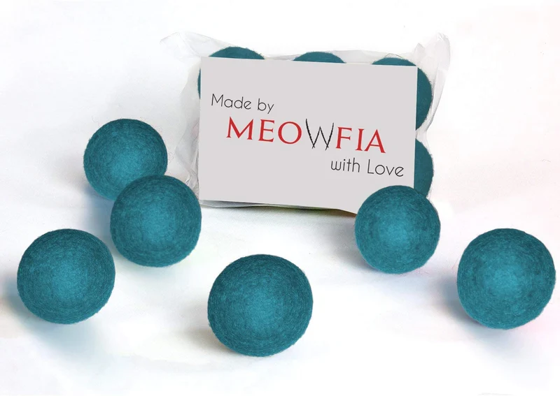 Juguetes de pelota de lana - Seguro para gatos y perros pequeños - Mini pelotas de tenis para perros y gatos de lana afieltrada de 1.5 pulgadas - paquete de 6